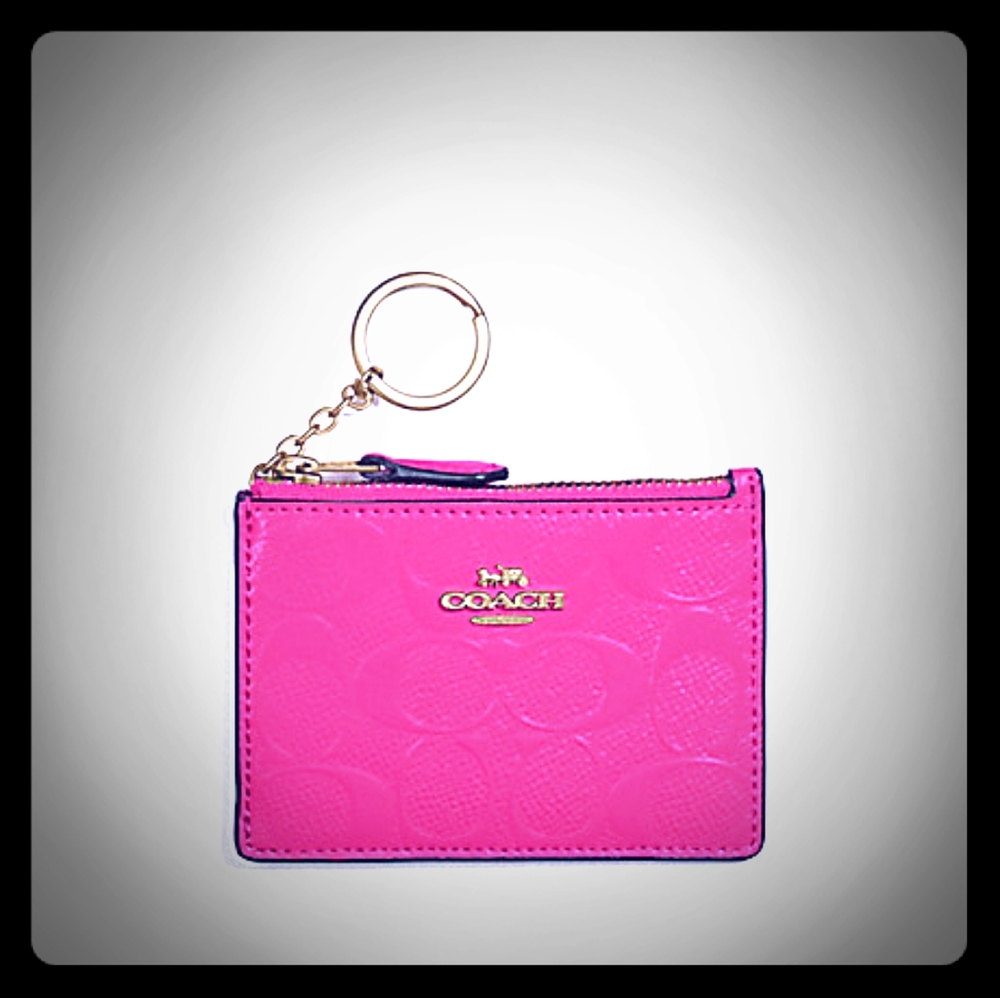 COACH Neon Pink Mini Skinny ID Card Case F39152